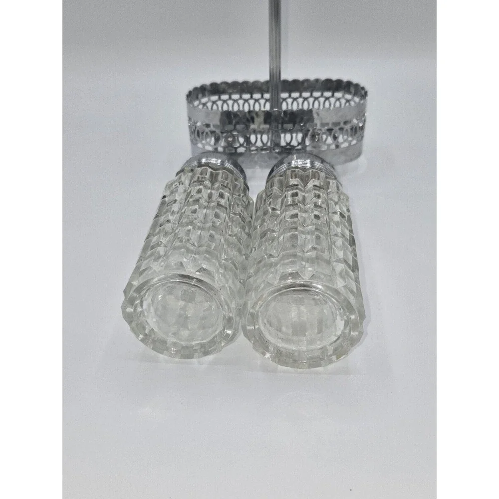 Vintage Chromium‎ Plate Salt & Pepper Shaker Set England